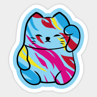 Lucky cat fusion zebra pop art Sticker